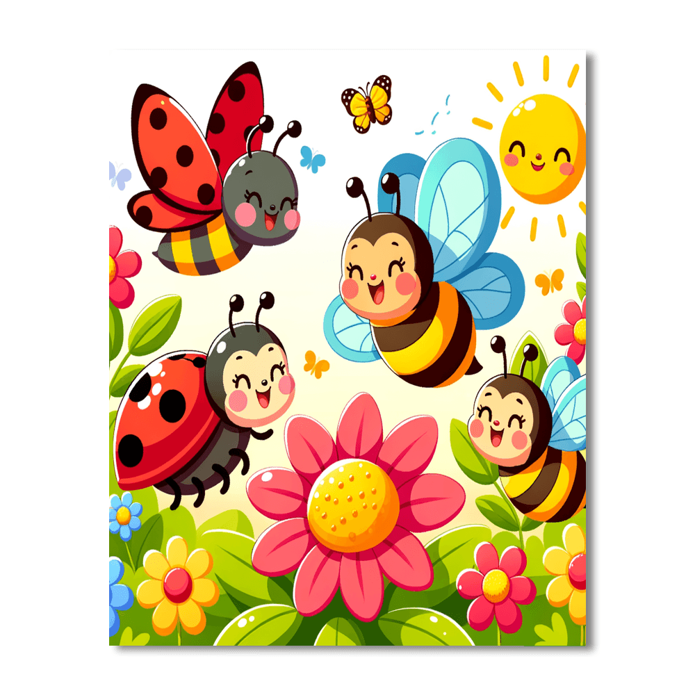 Cheerful Garden Bugs Numbered Painting Kits