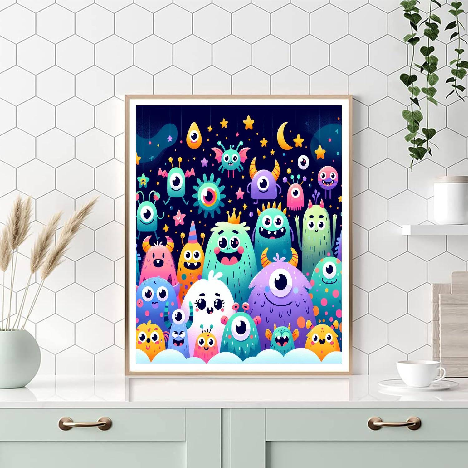 Cheerful Monster Friends DIY Paint By Numbers