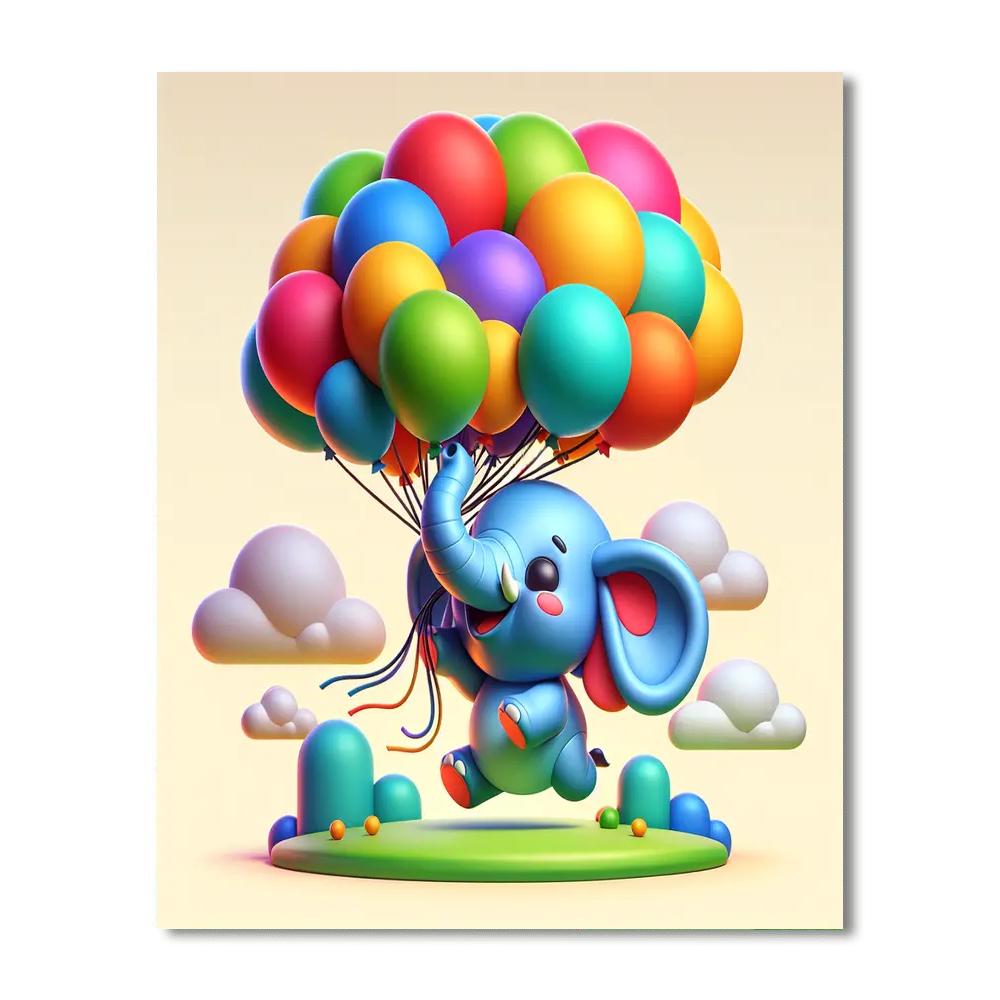 Elephant's Balloon Ride Numbered Painting Kits