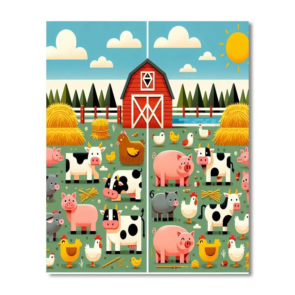 Busy Animal Farm Numbered Painting Kits