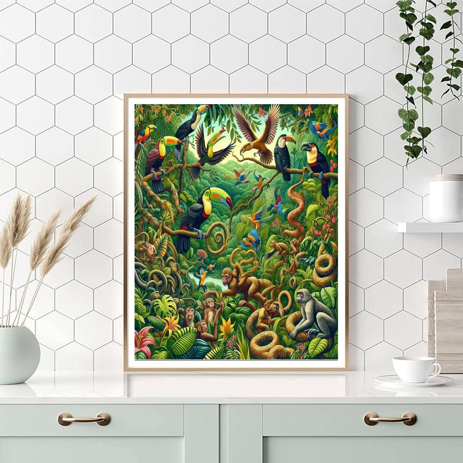 Lush Green Jungle Adventure Numbered Painting Kits