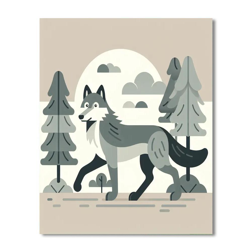 Wise Wolf Wanderer Number Painting
