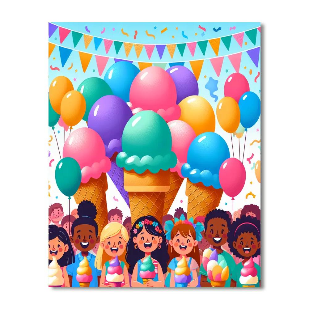 Ice Cream Party Fun Number Painting