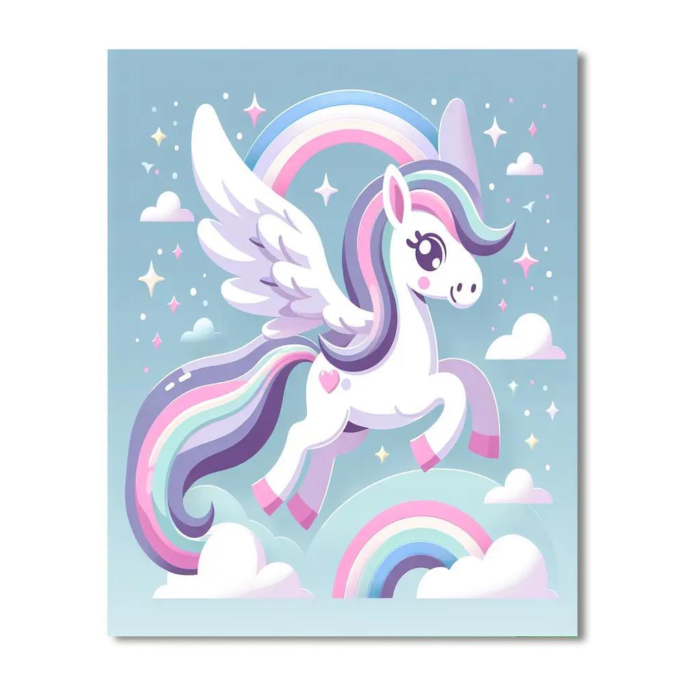 Mystical Pegasus In Flight Paint By Color