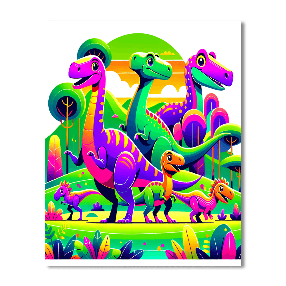 Dino Friends On The Loose Paint By Color