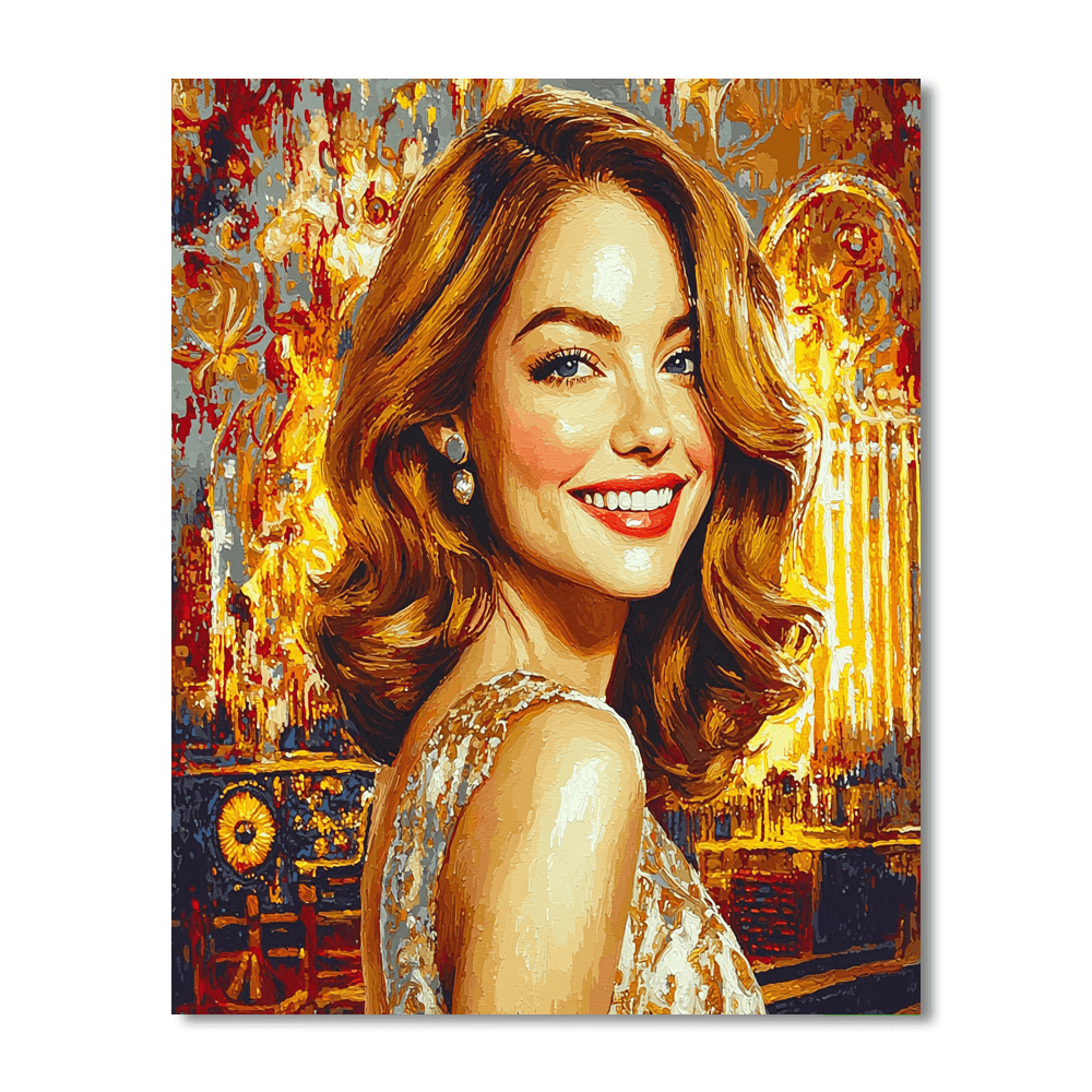 Emma Stone: Lighting Up The Silver Screen With Golden Hues Paint By Numbers