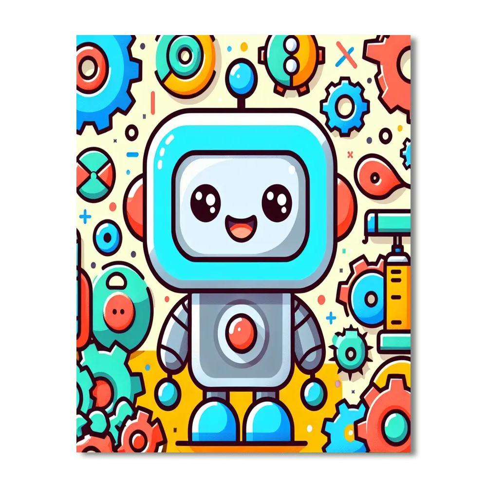 Playful Robot Friend Painting By Numbers Kit
