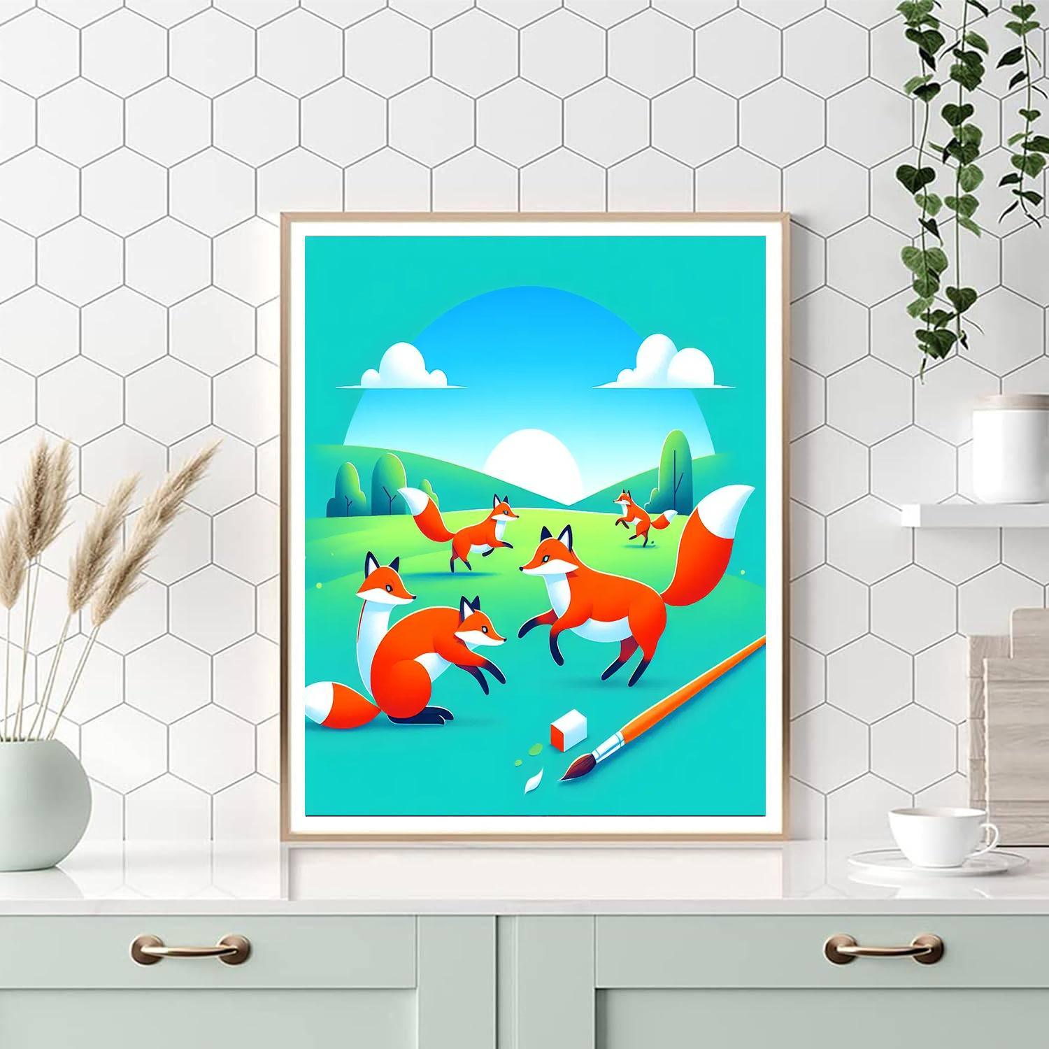 Radiant Red Fox Frolic Number Painting