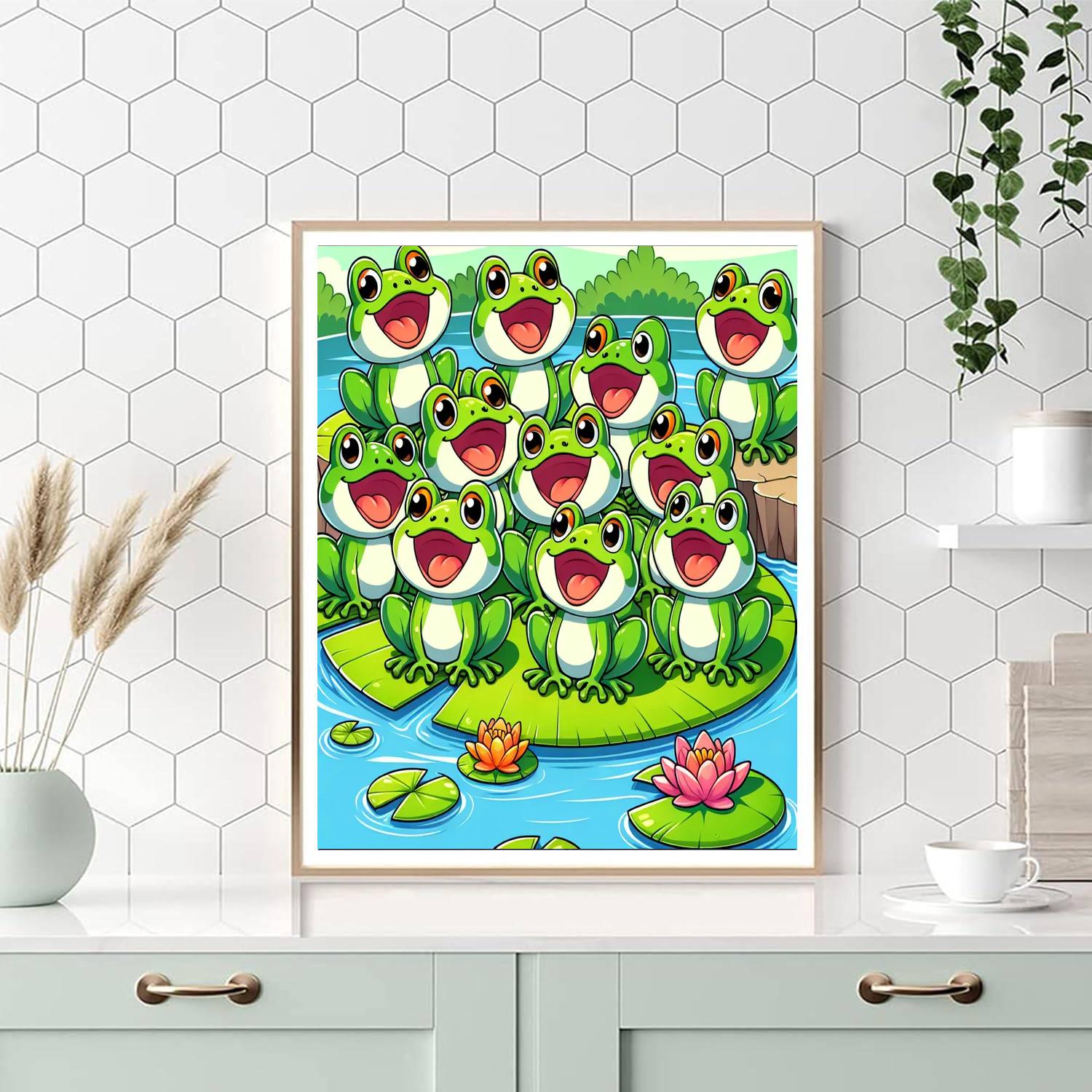 Cheerful Frog Choir Number Painting