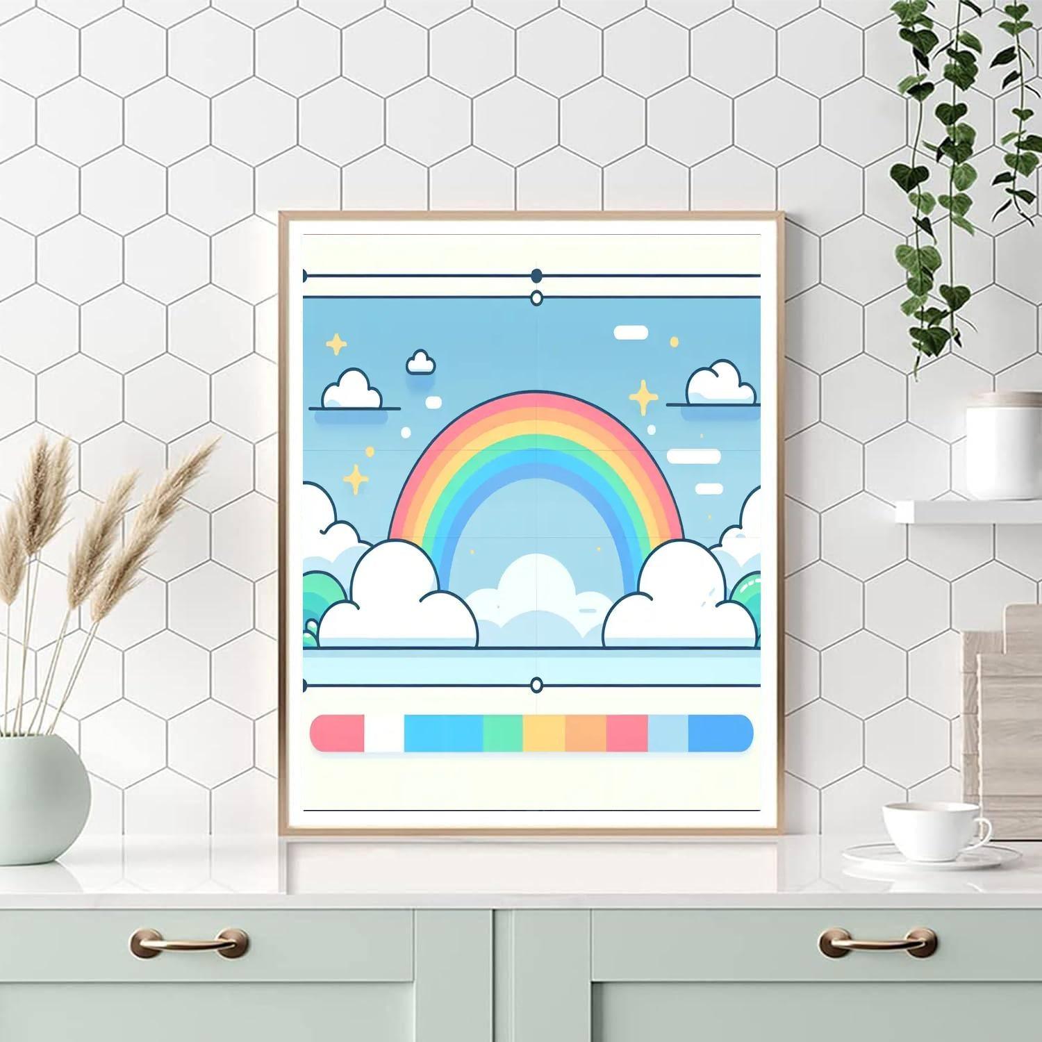 Peaceful Rainbow Sky Numbered Painting Kits