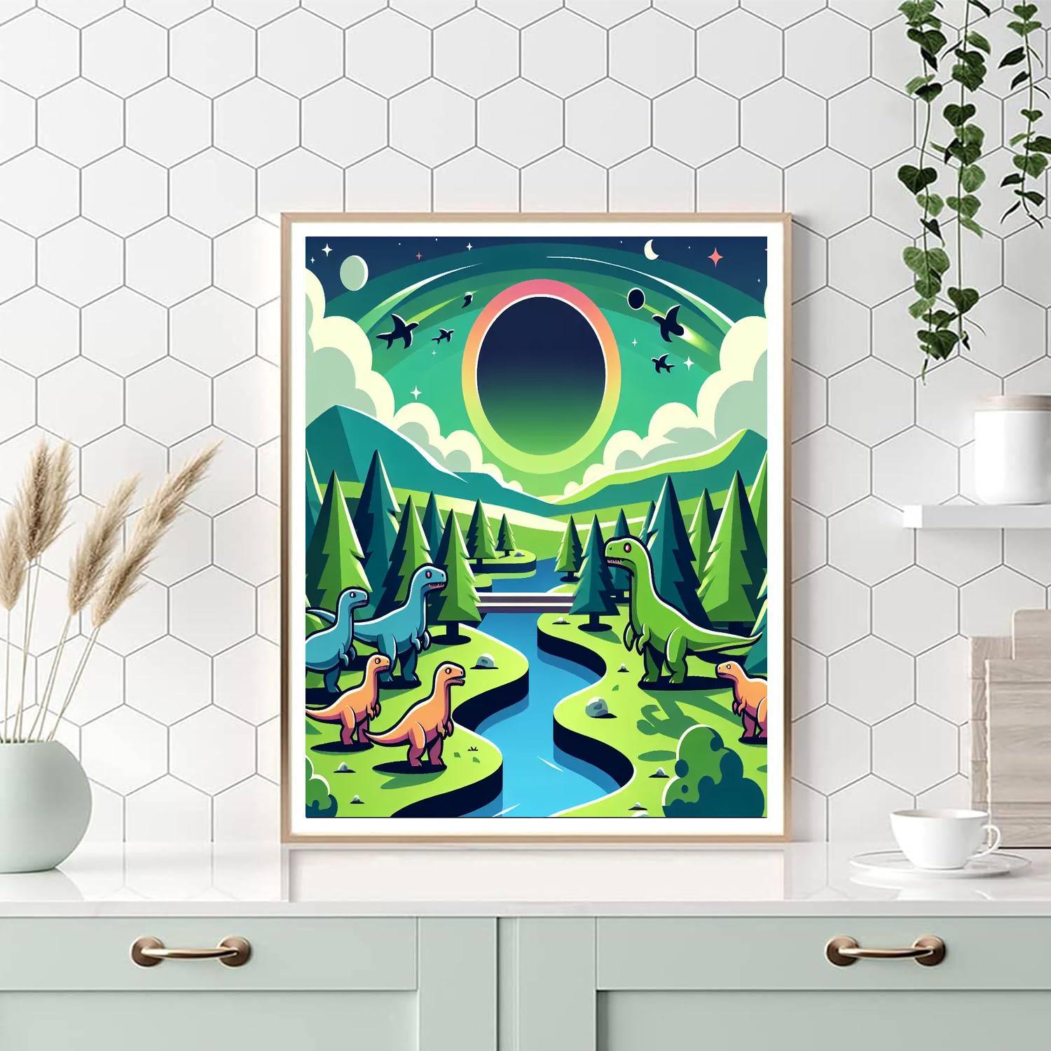 Dinosaurs In The Enchanted Valley Painting By Numbers Kit