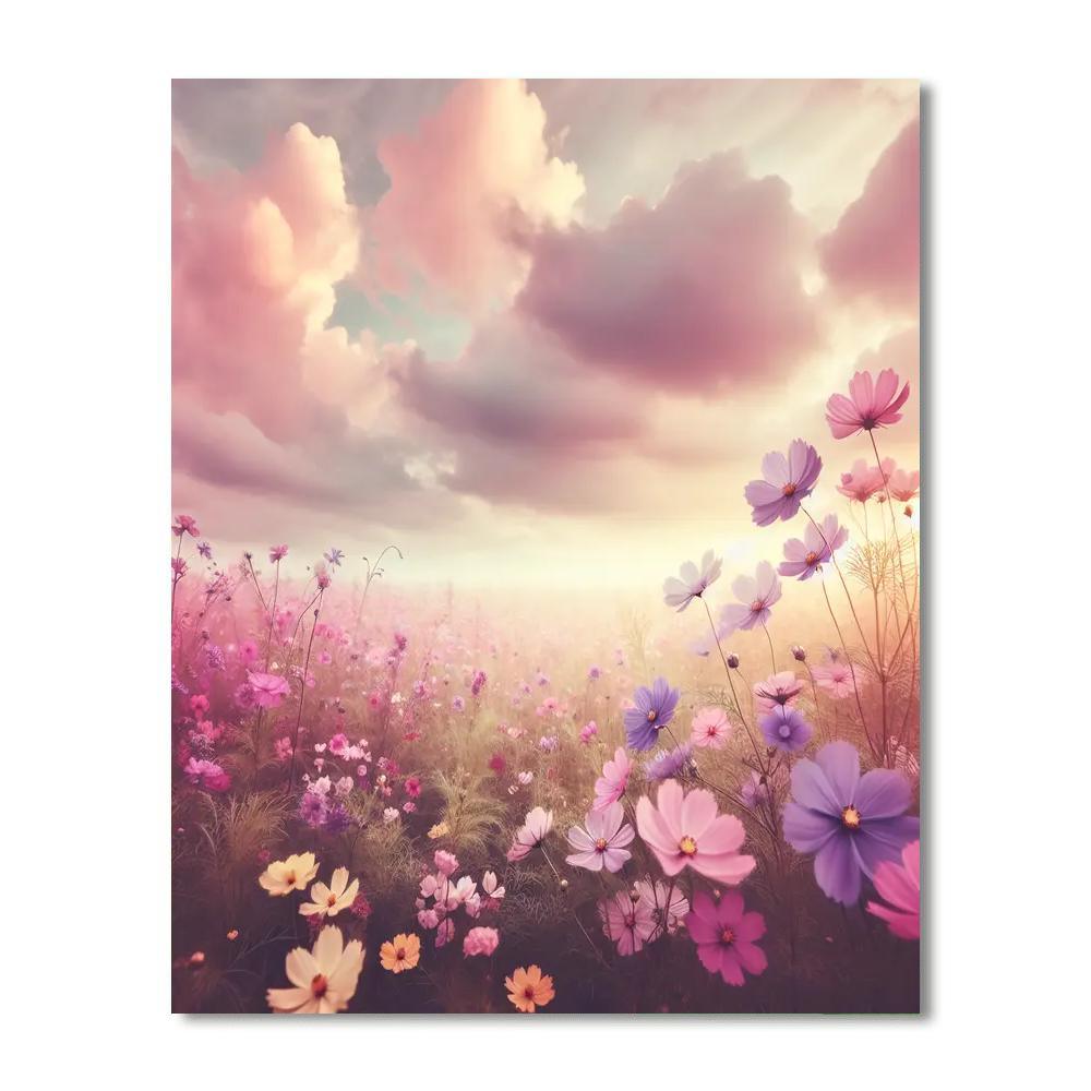Romantic Wildflower Field Painting Number Kit