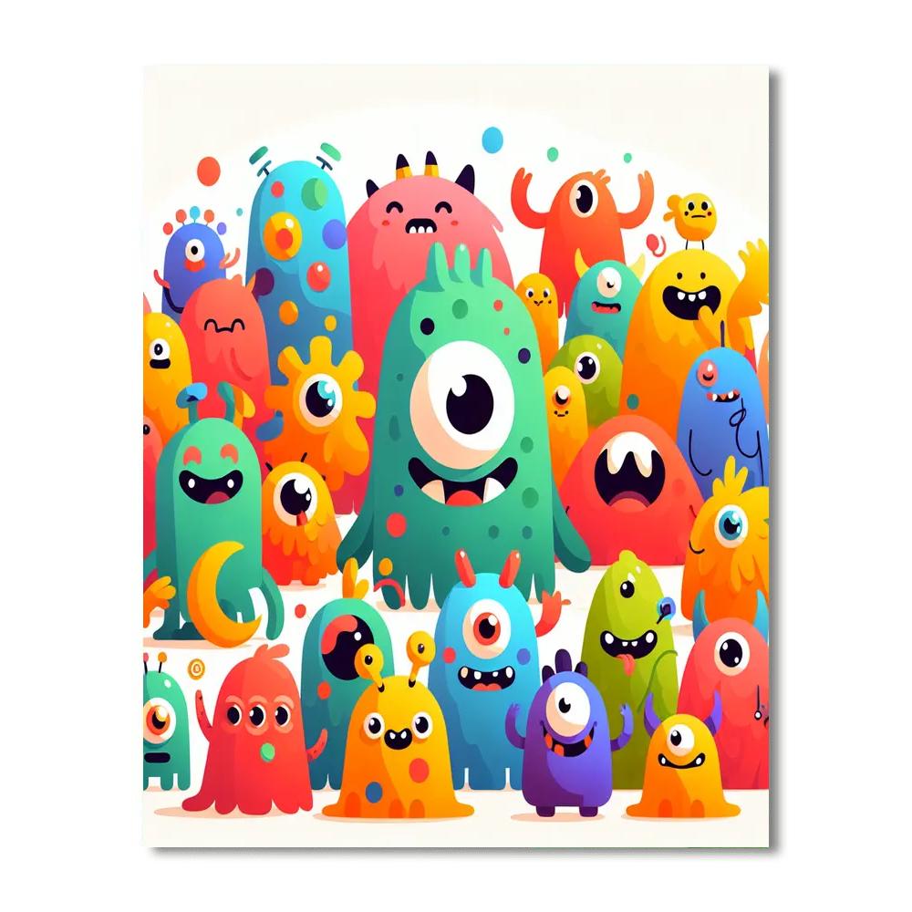 Playful Monster Mayhem Painting Number Kit