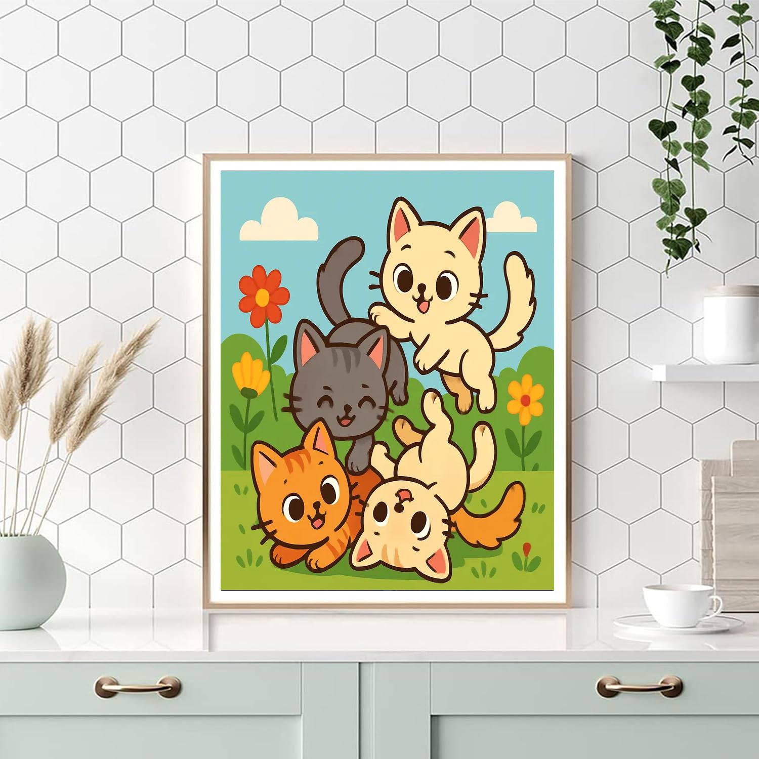 Cuddly Kittens Wonderland Paint By Numbers Art