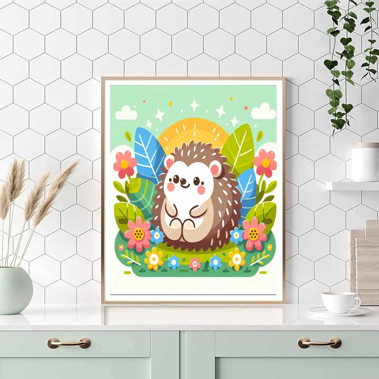 Cute Baby Hedgehog Number Painting