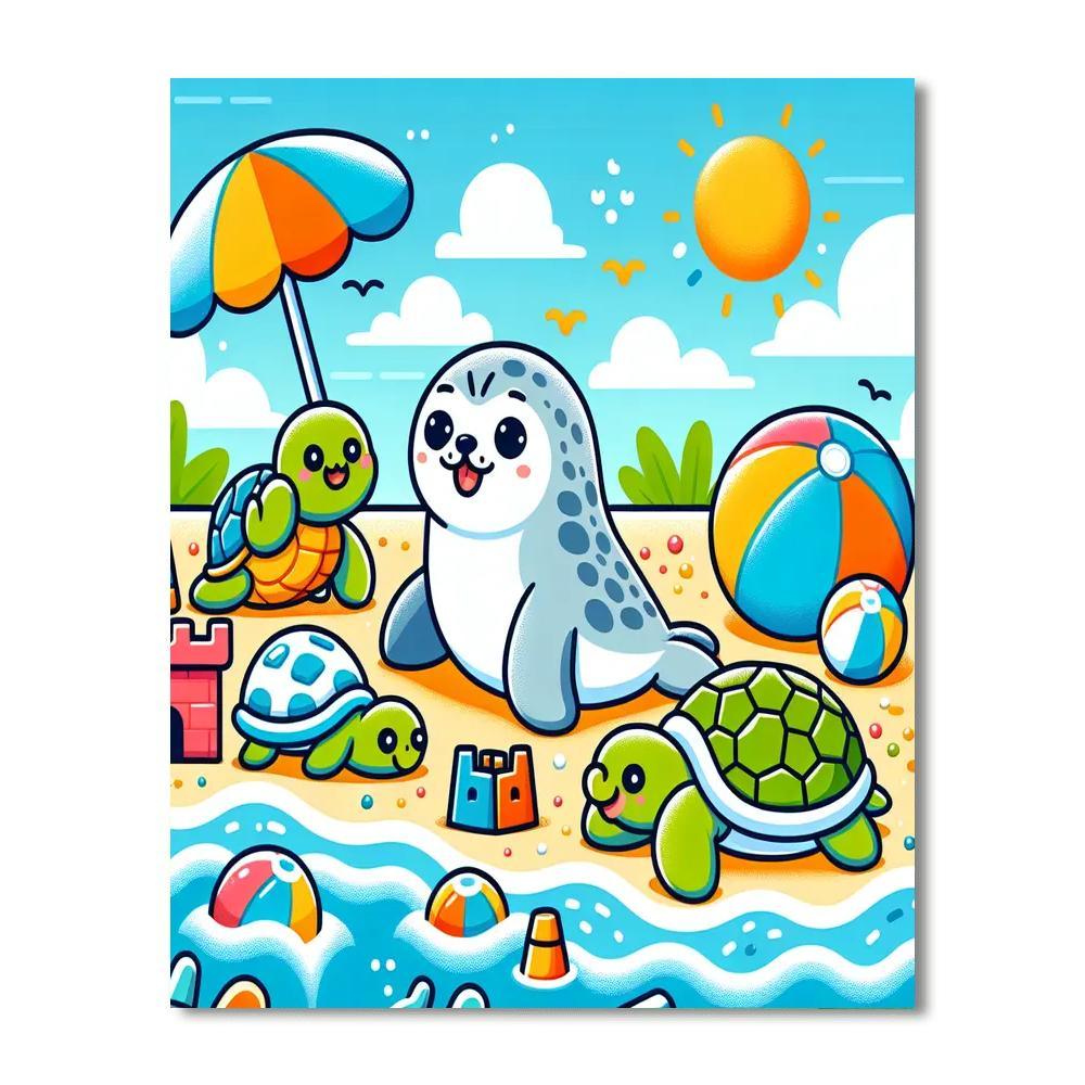 Bouncy Beach Fun Paint By Numbers