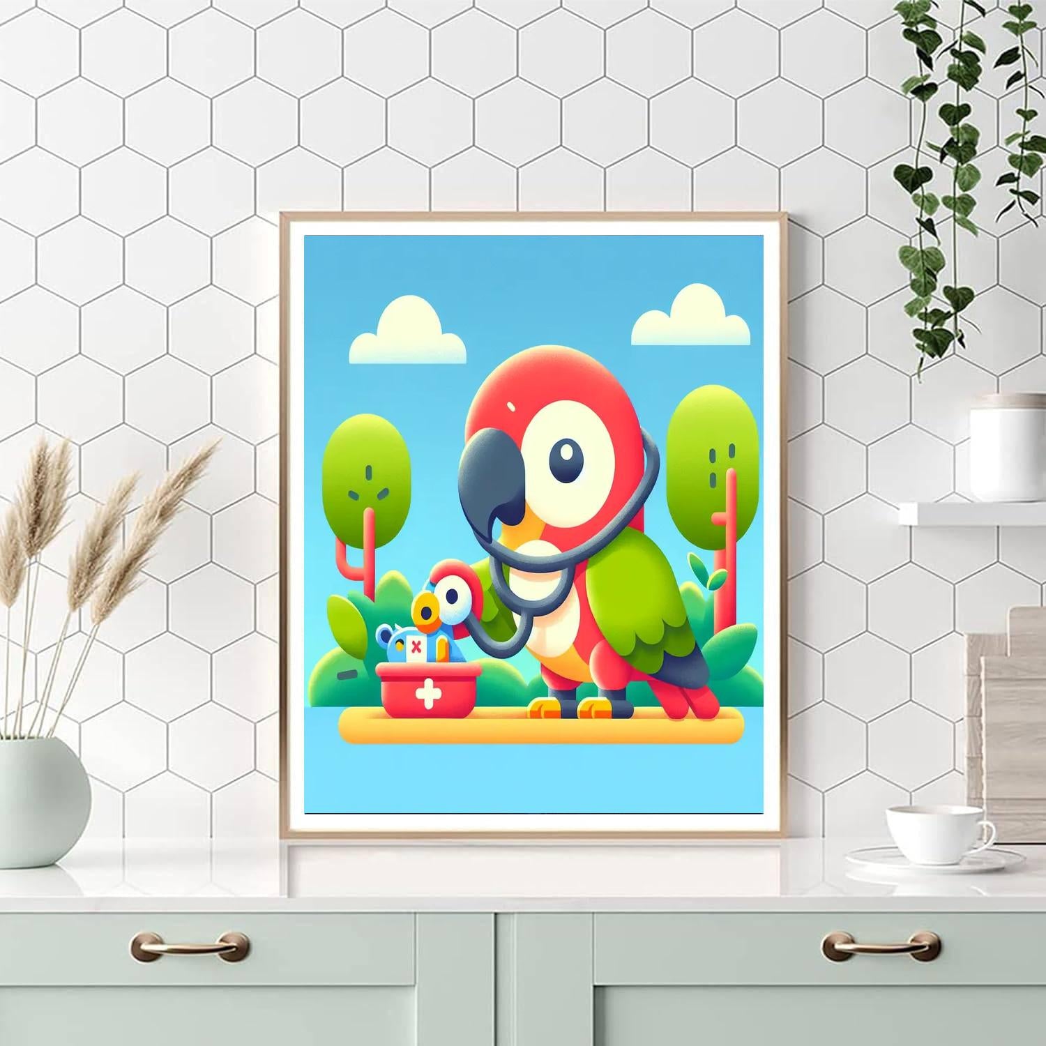 Jungle Doctor Parrot Number Painting