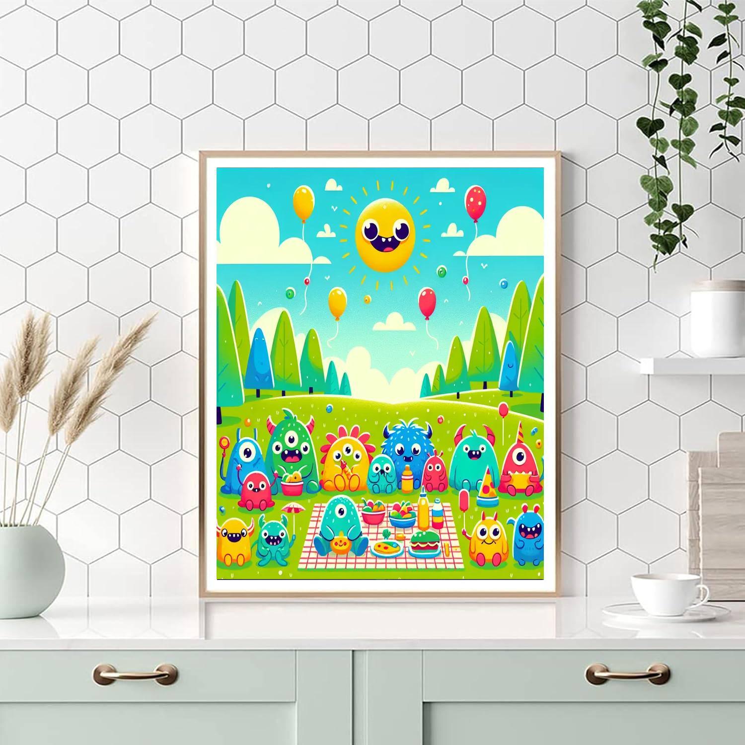 Silly Monster Picnic Painting By Numbers Kit