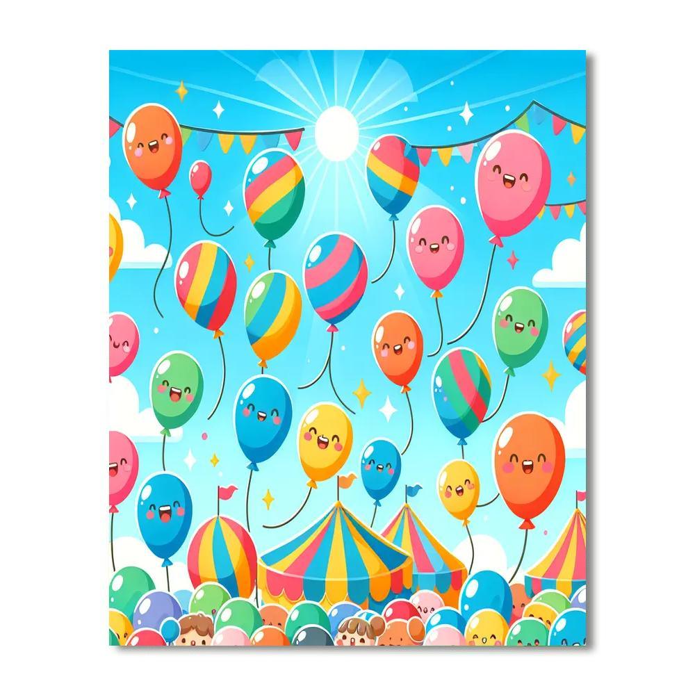 Rainbow Balloon Festival Paint By Number