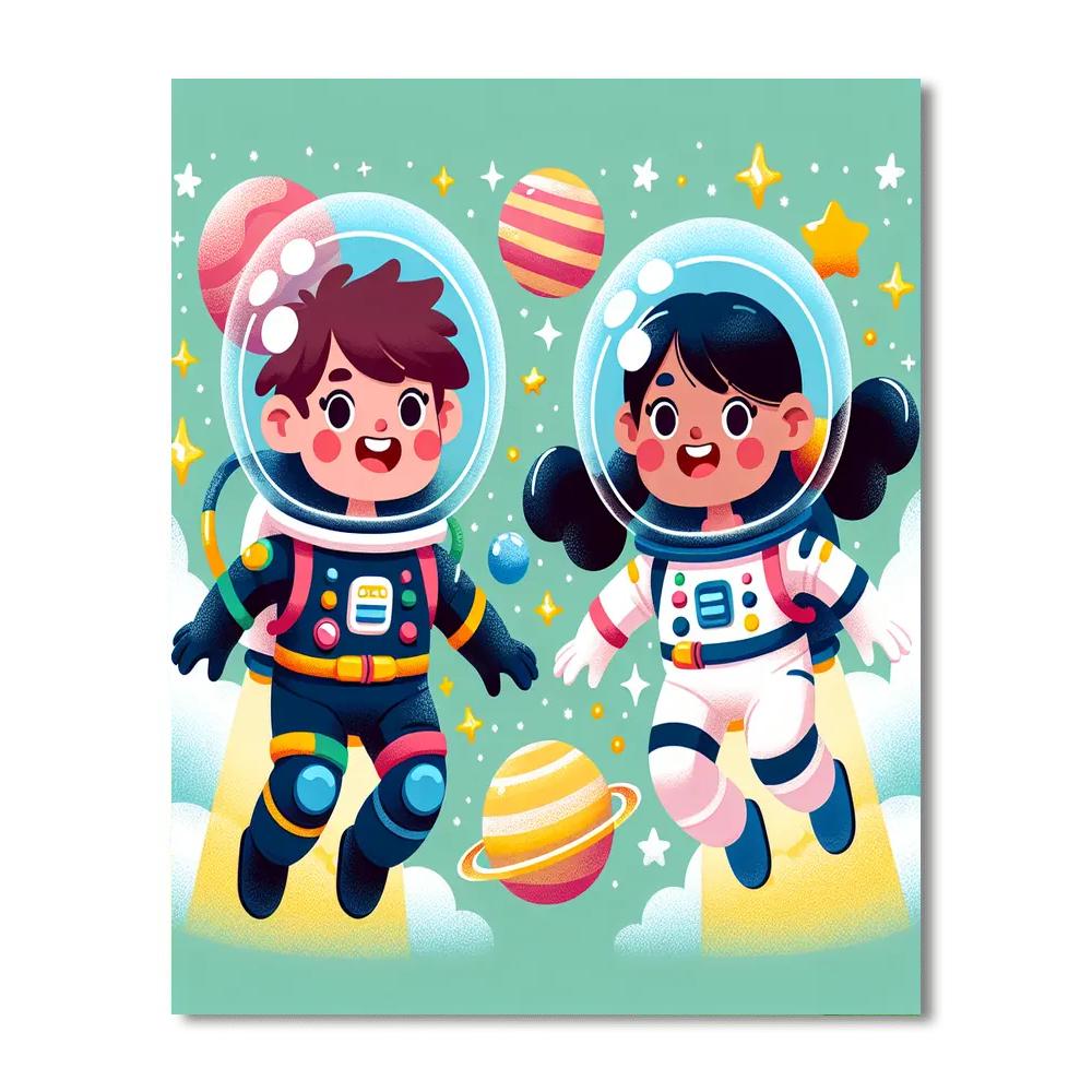 Curious Space Explorers Paint By Numbers Art