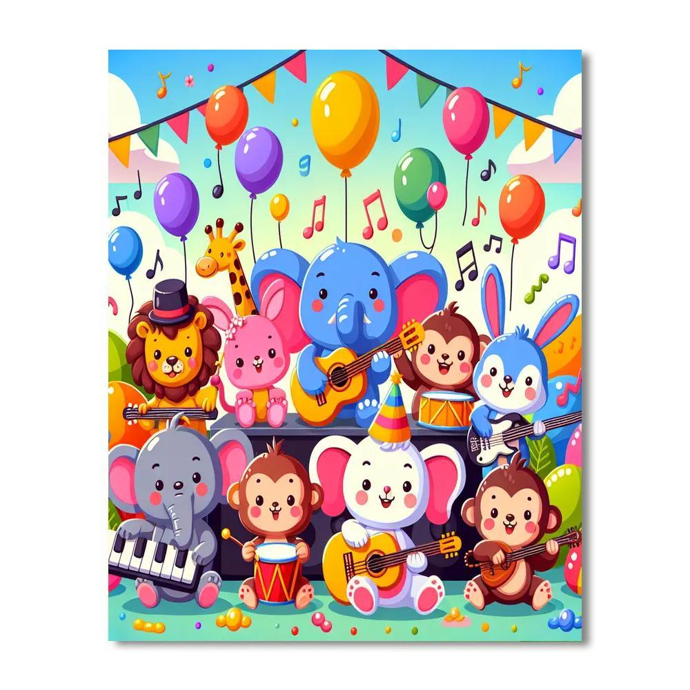 Cheerful Animal Orchestra Paint By Numbers
