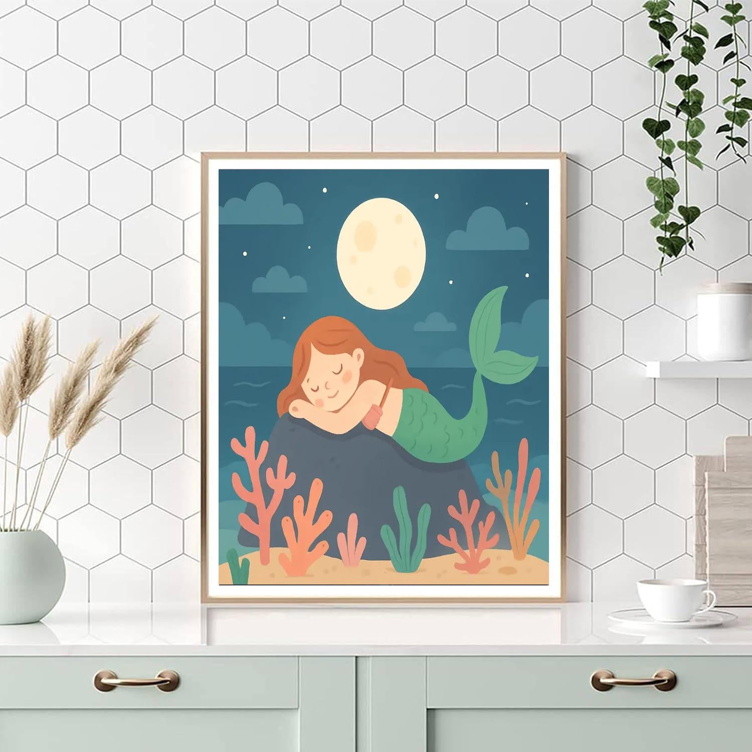Moonlit Mermaid’s Coral Cove DIY Paint By Numbers