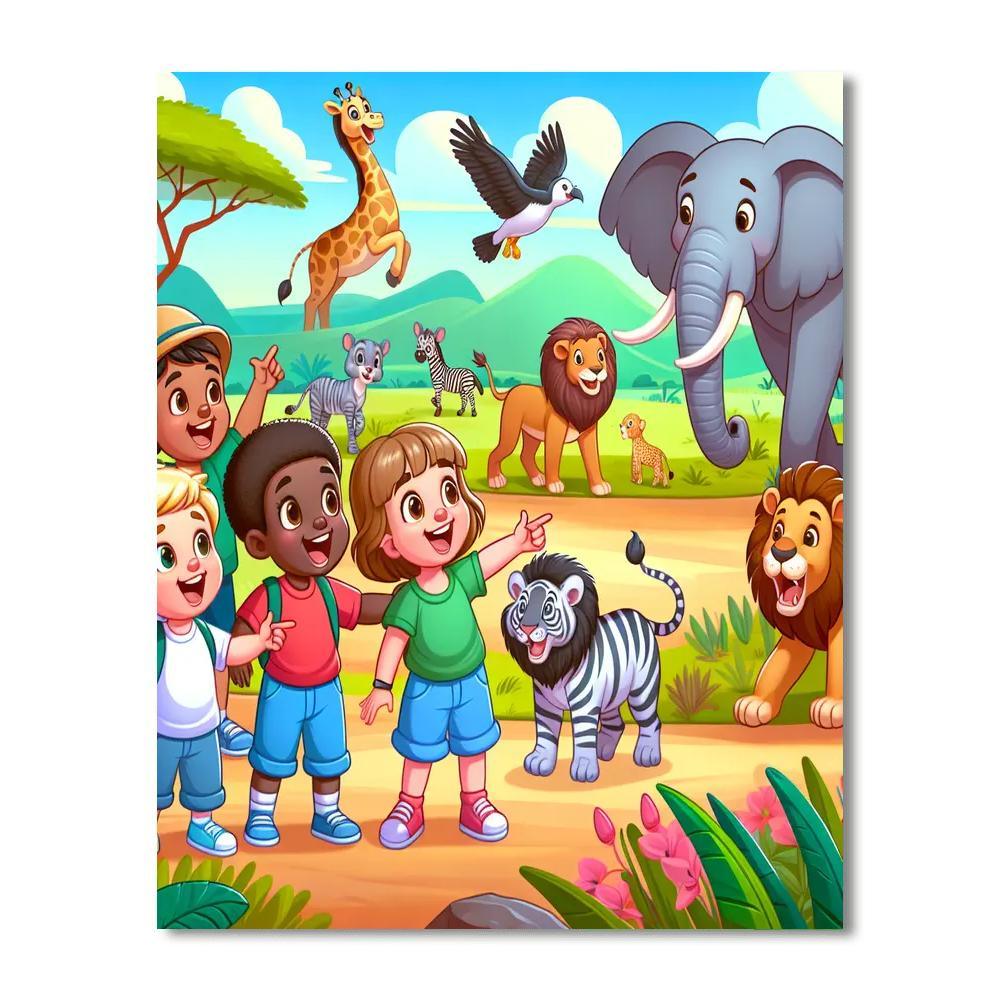 Charming Safari Expedition Painting By Numbers Kit