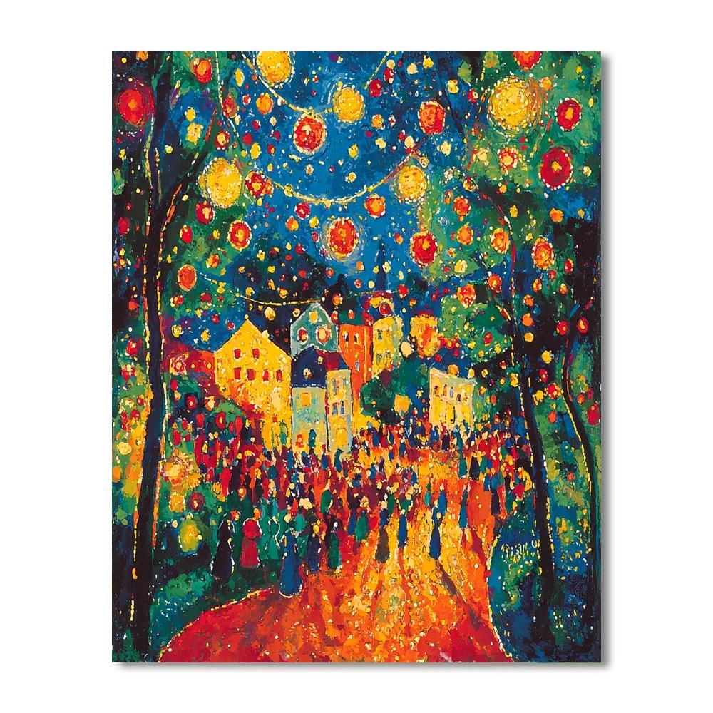 Marc Chagall Inspired Dazzling Festive Lights  Number Painting