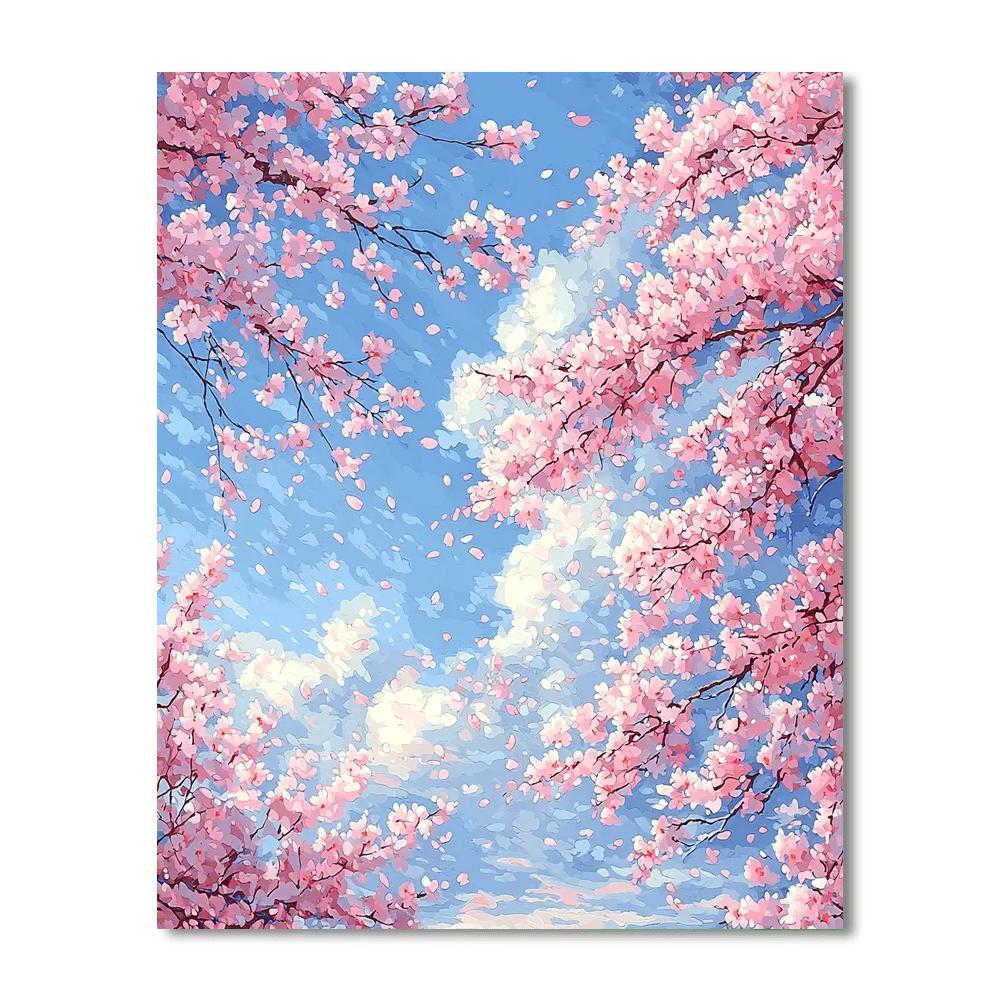 Utagawa Hiroshige Inspired Whispers Of Cherry Blossom  Number Painting