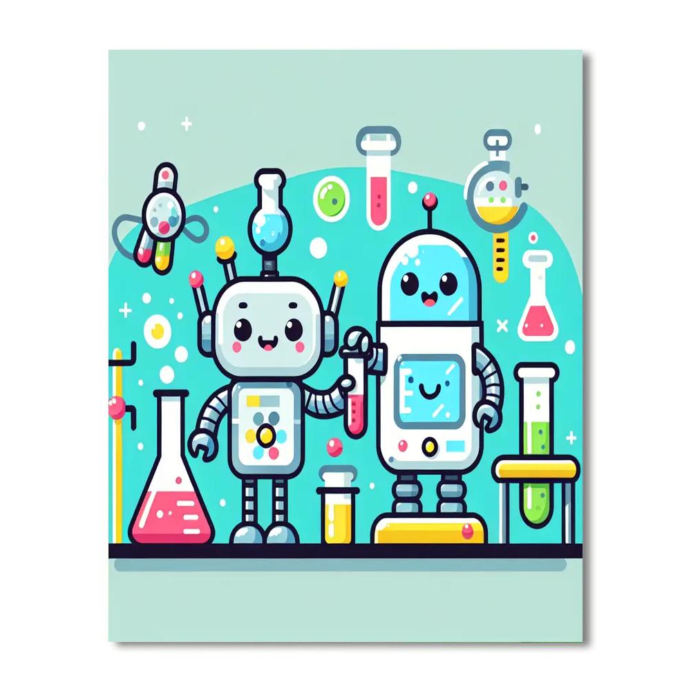 Robot Lab Scientists Numbered Painting Kits