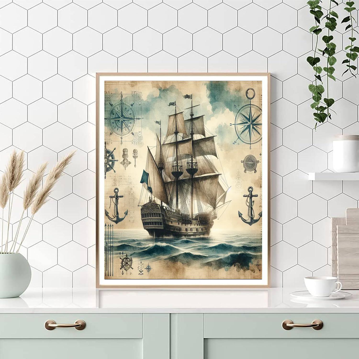 Vintage Nautical Odyssey Painting Number Kit