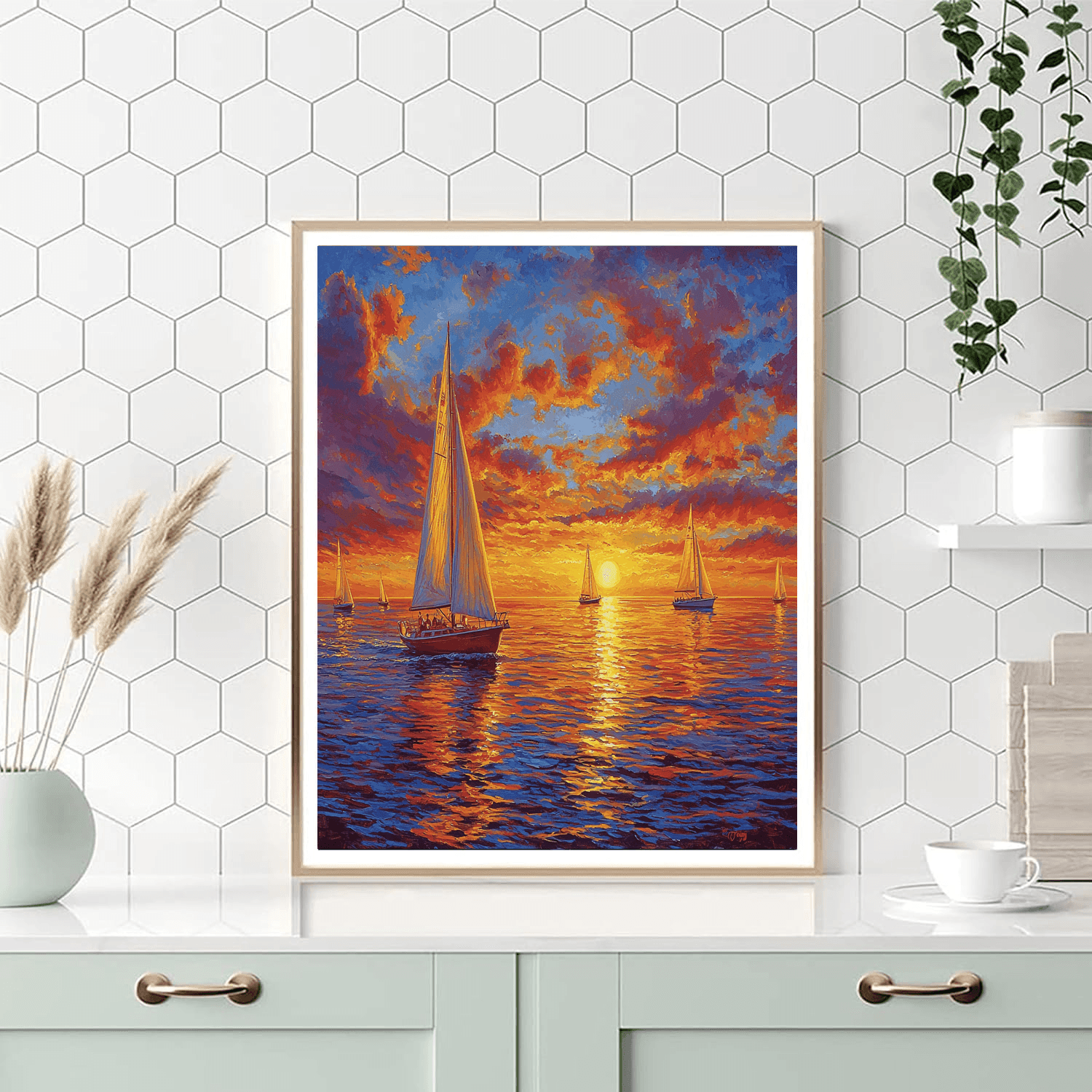 J.M.W. Turner Inspired Sailing Into The Horizon  Paint By Numbers Kits