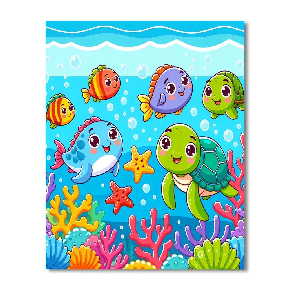 Charming Underwater Friends Painting By Numbers Kit
