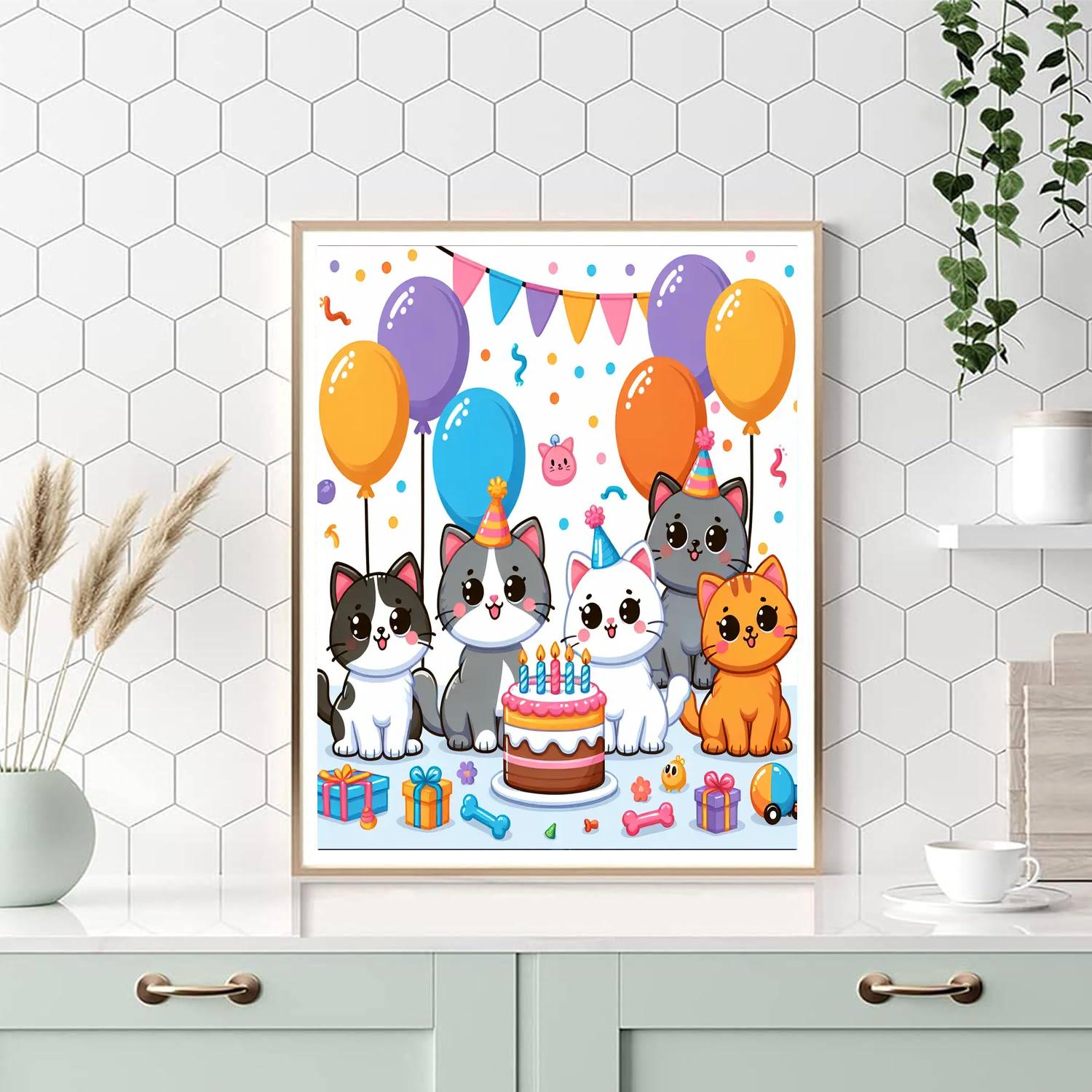 Festive Felines Painting Number Kit