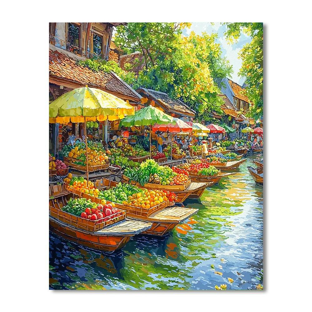 The Floating Market Of Damnoen Saduak Paint By Color