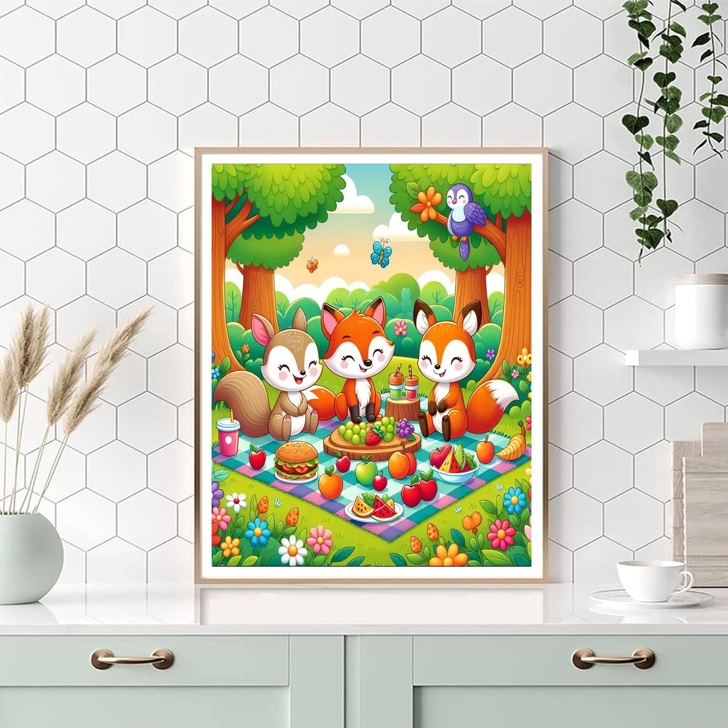 Friendly Woodland Picnic Painting By Numbers Kit