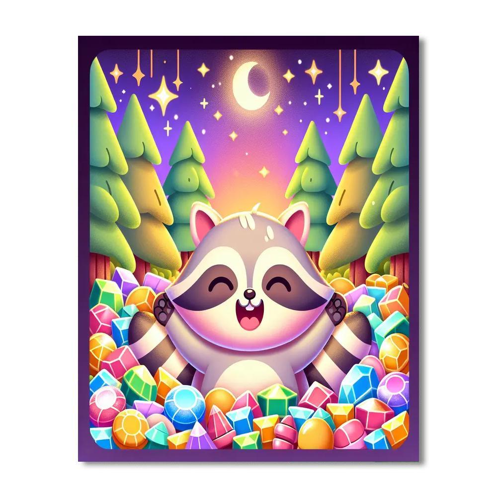 Rainbow Raccoon Adventure Paint By Number