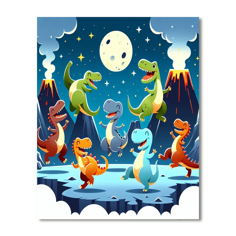 Dancing Dino's Prehistoric Prom Paint By Numbers Kits