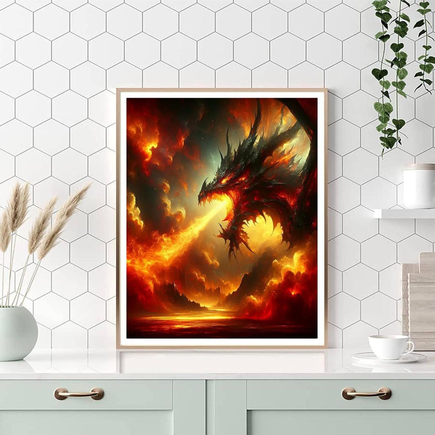 Dragon's Fiery Majesty Painting By Numbers Kit