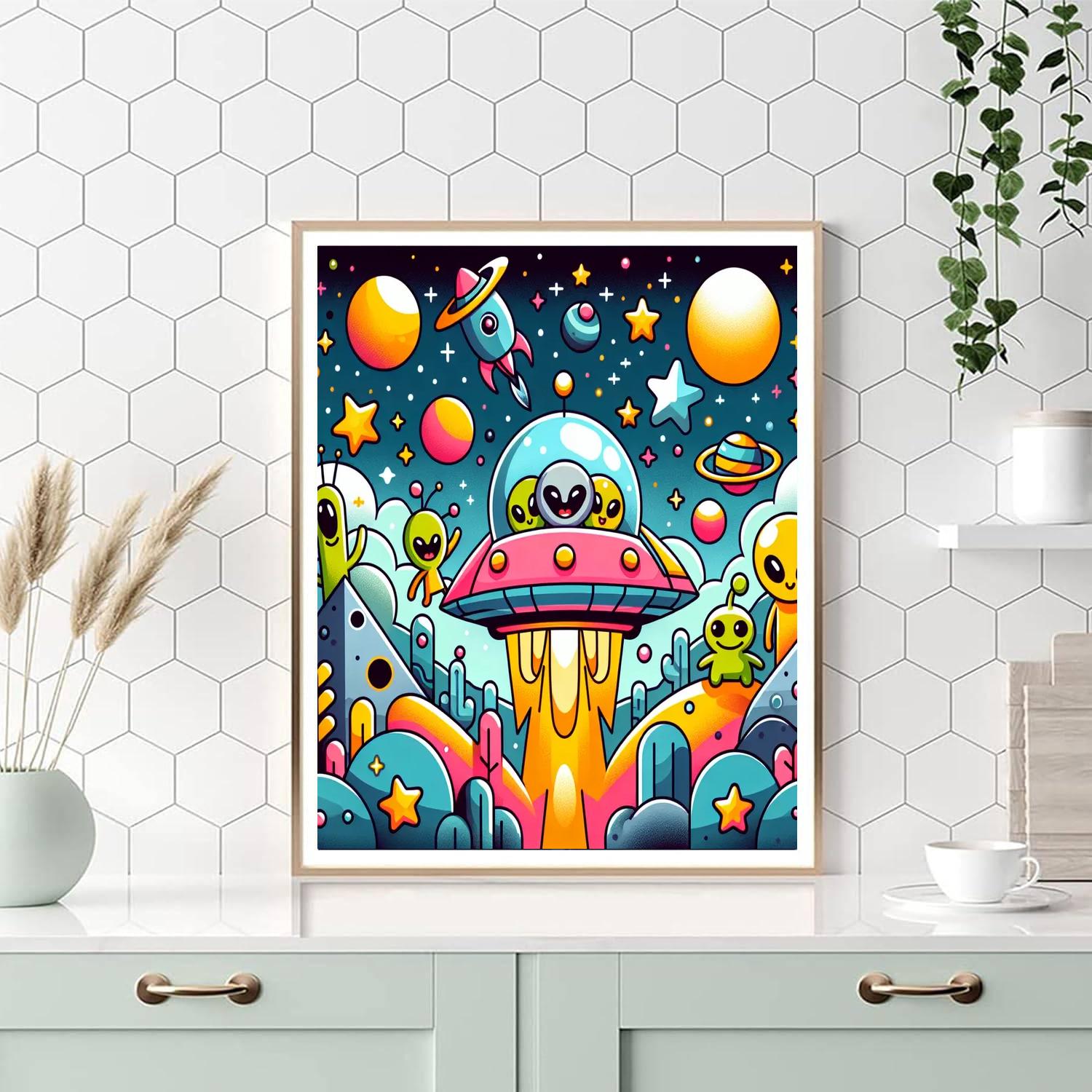 Galactic Spaceship Adventure Painting By Numbers Kit
