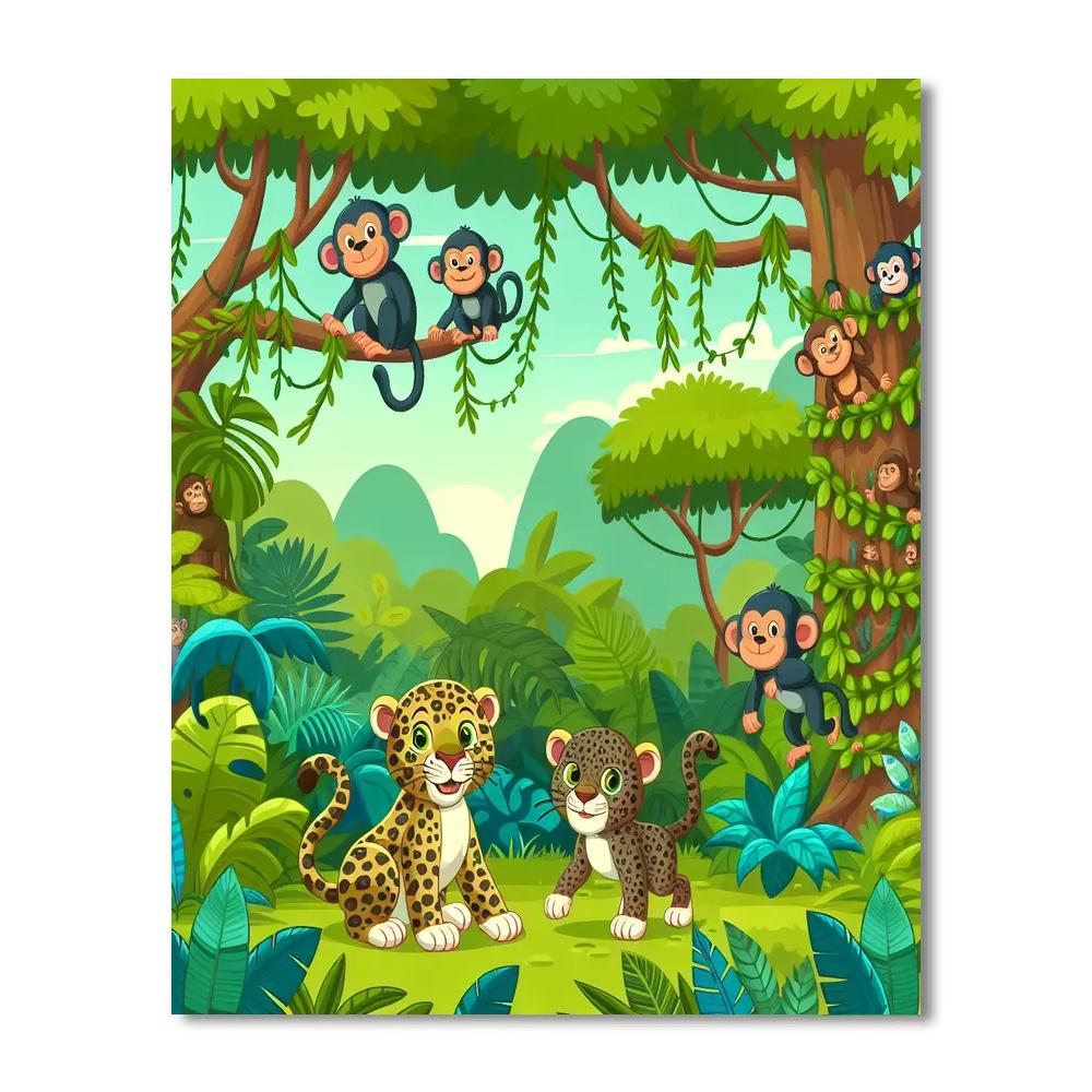 Jungle Journey With Jaguars Number Painting