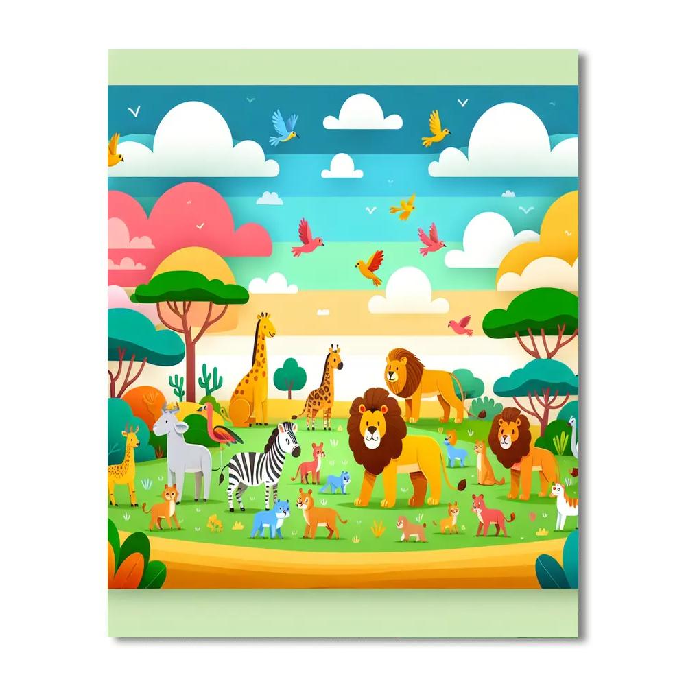Merry Animal Kingdom Painting By Numbers Kit