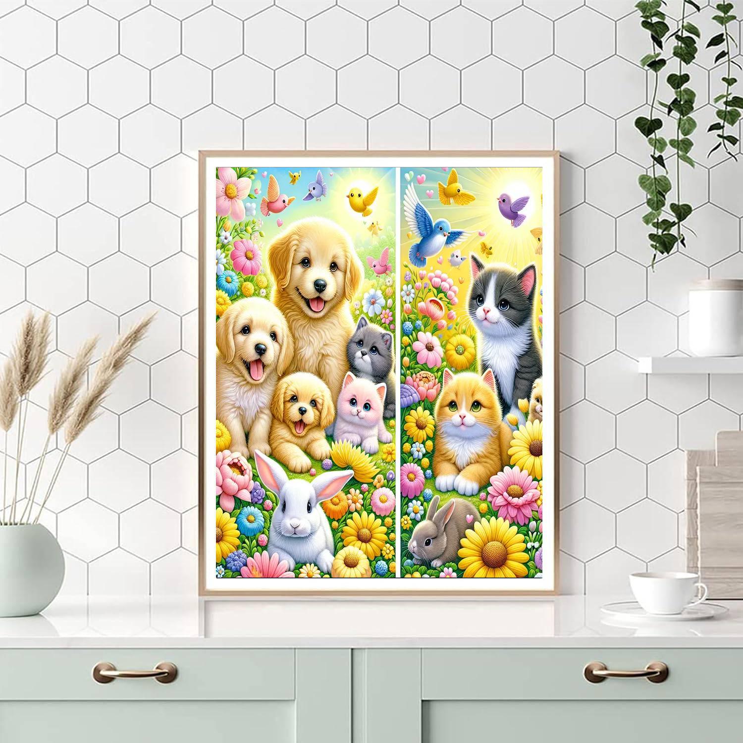 Cheerful Pet Friends Paint By Numbers Art