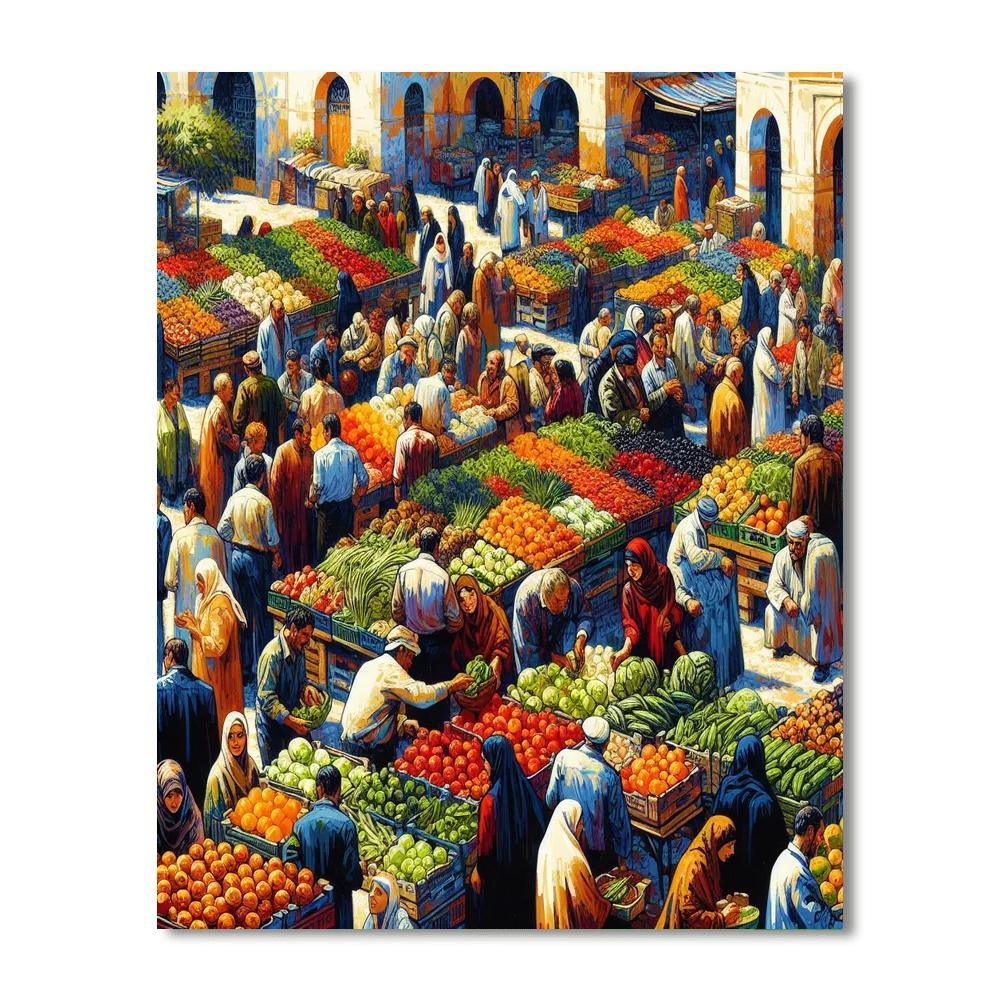 Mediterranean Market Morning Number Painting