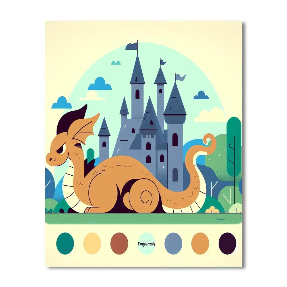 Friendly Dragon's Castle Quest Paint By Numbers