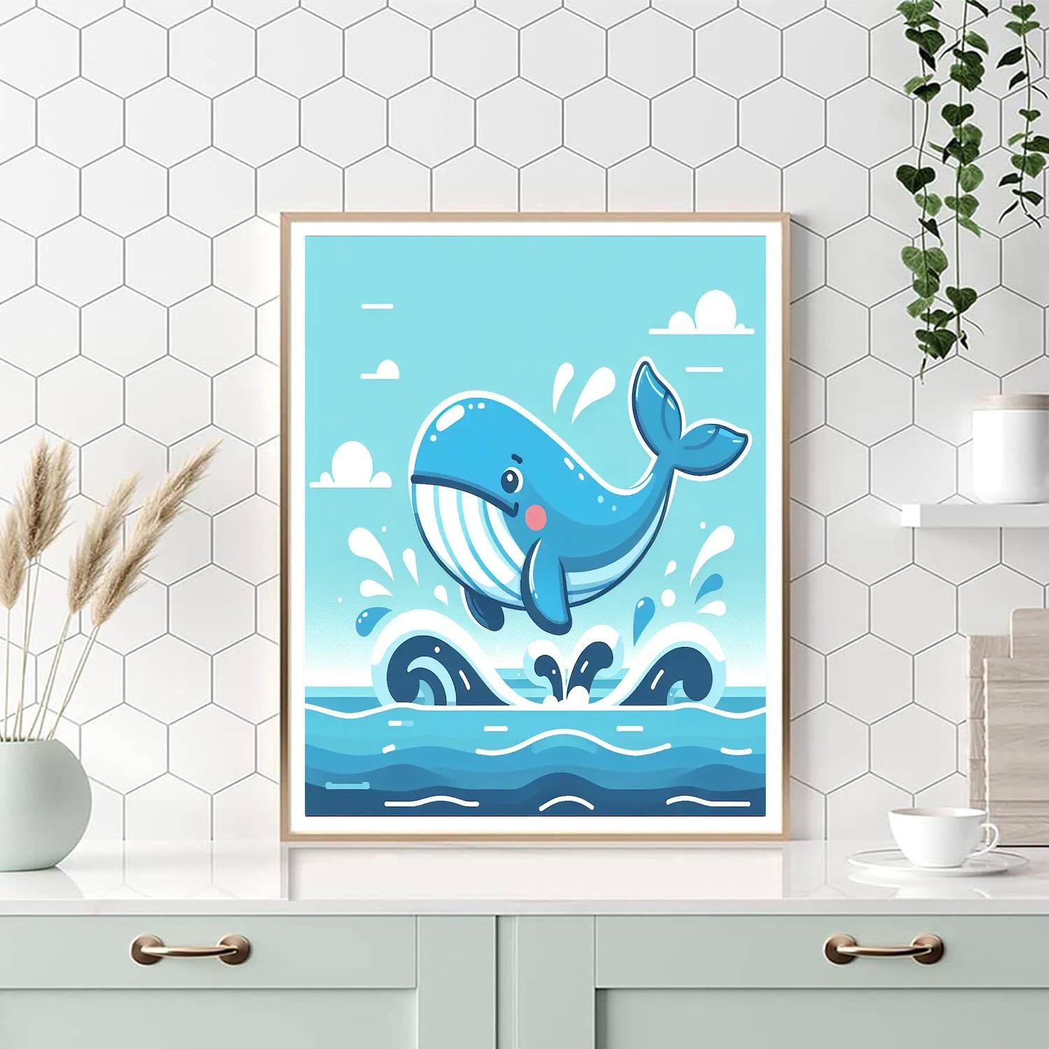 Friendly Whale Splash Number Painting