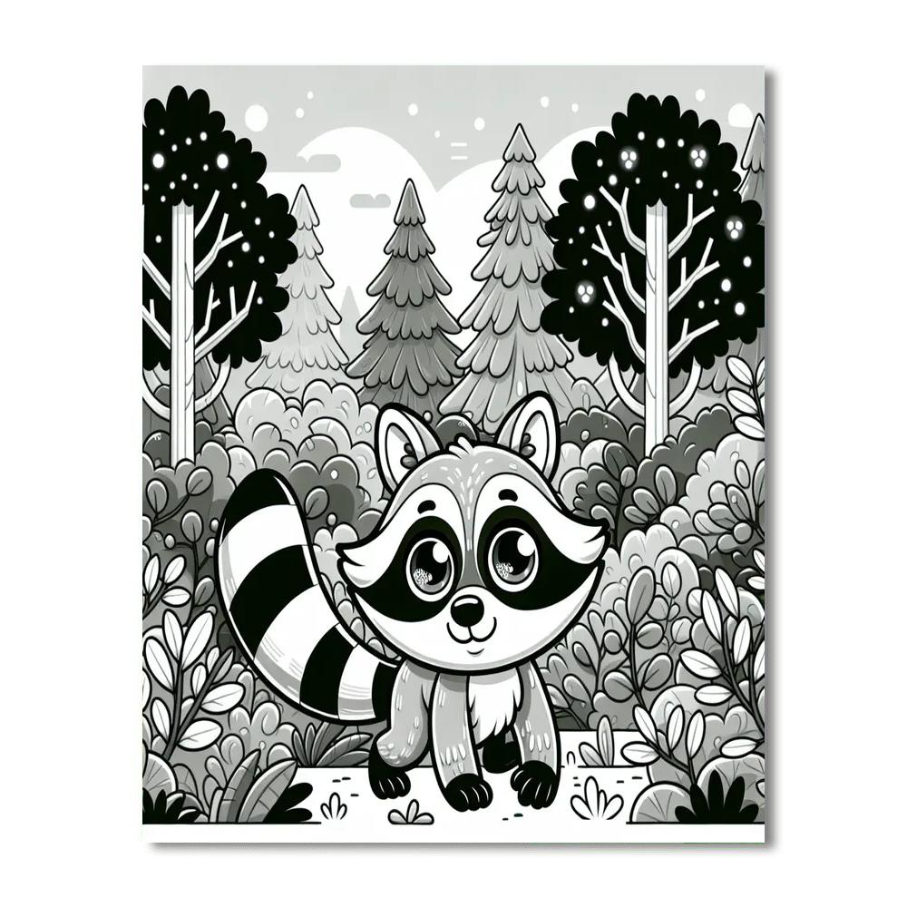 Forest Adventure With Little Raccoon Numbered Painting Kits