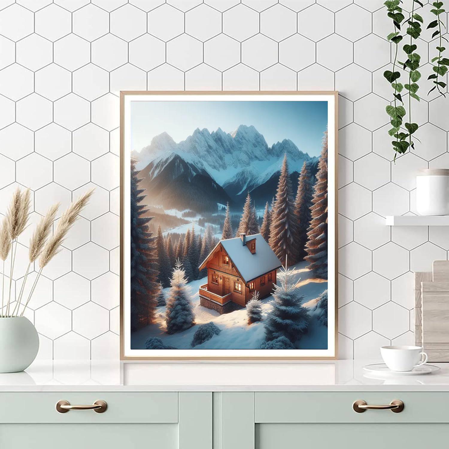 Mountain Cabin Serenity Painting By Numbers Kit