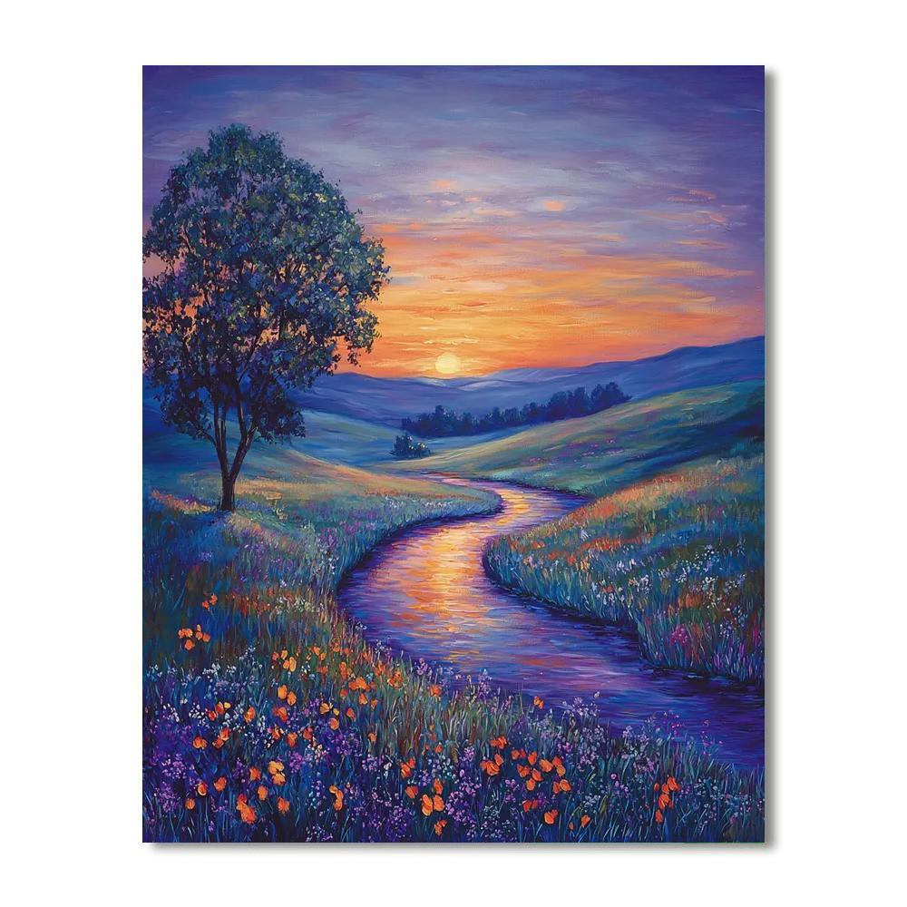 Claude Monet Inspired Dusk Over The Valley  Numbered Painting Kits