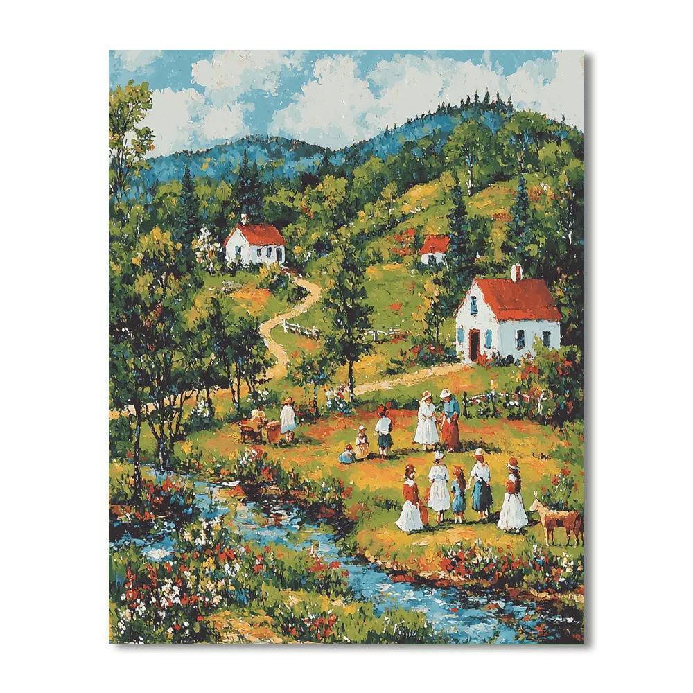 Grandma Moses Inspired Charming Folk Art  Paint By Numbers Kits